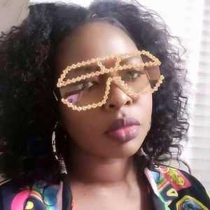 แว่นกันแดดแฟชั่นหรูหราประดับเพชรทรงโอเวอร์ไซส์สำหรับผู้หญิง ลดราคาสุดฮอตประจำปี 2020 - Product Image 3