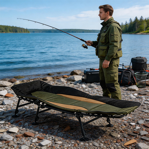 Cama Plegable Extra Grande para Acampar, Soporta 180 kg, Altura Ajustable, para Caza y Pesca al Aire Libre - Product Image 1
