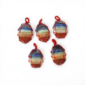 Colgante Ovalado Hecho a Mano con 7 Chakras y Piedras Preciosas, Envuelto en Alambre, Arte Metafísico Feng Shui, Artículo Coleccionable, Artesanía de Gujarat, Gemas de Ágata JILANI - Product Image 6
