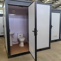 Salle de bain mobile prête à l'emploi en panneaux sandwich modernes avec structure en acier, lavabo, toilettes, extérieur, portable, luxe, garantie 3 ans