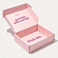 Boîte d'expédition rose personnalisée, impression couleur intérieure et extérieure, pour cosmétiques et soins de la peau, avec logo personnalisé, boîte en carton ondulé type avion