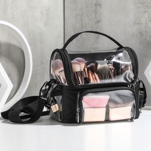 Bolsa de maquillaje de gran capacidad de fábrica BSCI, paleta interior extraíble, bolsa transparente de PVC impermeable para brochas de cosméticos - Product Image 1