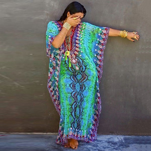 Xuanlang Abito Kaftano Islamico in 18 Colori, Vestito <span class=keywords><strong>Boho</strong></span> Floreale Oversize, <span class=keywords><strong>Abbigliamento</strong></span> Casual da <span class=keywords><strong>Donna</strong></span>, Abito Lungo da Spiaggia Bohémien - Product Image 3