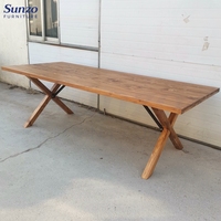 Table pliante Pine Farmhouse avec plateau en bois épais pour réceptions de mariage, traiteur, restaurants, hôtels et usage commercial