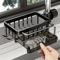 Étagère de rangement en acier au carbone à fixer sur robinet, organiseur d'évier de cuisine avec design égouttoir, style moderne et minimaliste pour la vaisselle à domicile