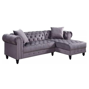NOVA Nordic <strong>Red</strong> Velvet Chesterfield Couch Set Sectional <strong>Sofas</strong> L Shape Upholstered <strong>Corner</strong> <strong>Sofa</strong> for Living Room Furniture - Product Image 4