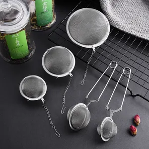 wholesale cheap chinese Factory price stainless steel mesh tea ball 4.5cm/5.5cm/7cm/9cm tea infuser with chain