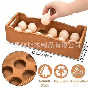 Wooden Egg Storage Box 12.6in X 4.7in With Handle Handcrafted For <b>Kitchen</b> Use - Product Image 1