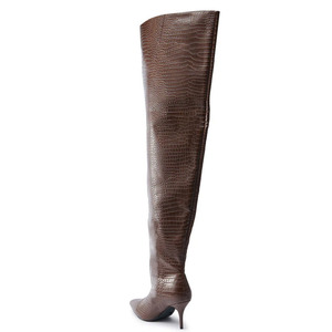 Botas Altas Sobre la Rodilla para Mujer, Super Anchas, con Punta en Pico, Botines Largos, Tacones de Aguja, Estampados Animales, Calzado de Tacón Alto - Product Image 6