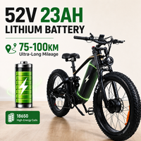 Vélo électrique EB-P2 à double moteur haute puissance 52V1500W+1500W, batterie au lithium 23Ah, pneus larges, en stock aux États-Unis et en Europe