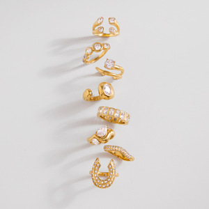 Anello QISEN <span class=keywords><strong>2026</strong></span> in Acciaio Inossidabile Impermeabile con Zirconi, Placcato Oro 18K, Resistente all'Appannamento, Anello Vistoso e Impilabile - Product Image 6