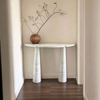 Table console moderne personnalisable en marbre de Carrare, style minimaliste, pour entrée de villa de luxe, salon, meubles de style panneau de bois