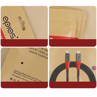 Sacs en papier kraft personnalisés avec logo pour l'électronique, emballage refermable à fermeture éclair pour câbles de charge USB et écouteurs