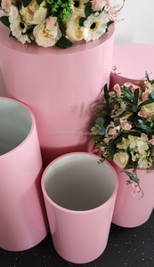 Support de fleurs sur pied en métal rose, cylindre de décoration pour fête prénatale, pilier de cylindre pour gâteau - Product Image 2