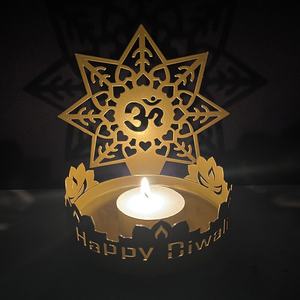 PAFU Bougeoir traditionnel en laiton en forme <span class=keywords><strong>de</strong></span> <span class=keywords><strong>seigneur</strong></span> Ganesha Ridhi Sidhhi Diwali Shadow Diya en métal - Product Image 2