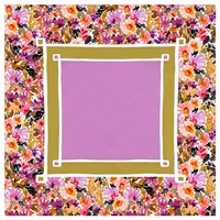 Tapis de Mahjong Luxe Jungle Tigre Floral Vert Émeraude Profond Bordure Extérieure Pivoine Cadre Ondulé Noir Centre Rose Mauve Violet