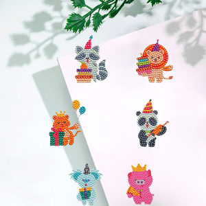 Kit adesivi pittura diamante per bambini adesivi animali cartone animato adesivi diamante orso volpe punto croce Lion Child Puzzle - Product Image 4