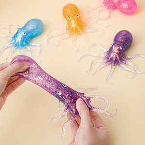 New Glitter Octopus Squishy Squeeze Stress decompression Toy Slow Rebound Mochi Grass Ball Sensory Silicone Squishy <b>Fidget</b> Toy - Product Image 2