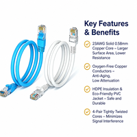 Kabel Patch Cord Cat6 Cat6A OEM Nilai Terbaik Berlapis Emas RJ45 CCA UTP FTP SFTP Ethernet LAN untuk Cloud Computing 5G