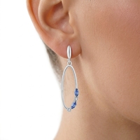 Boucles d'oreilles pendantes ovales QX en zircon coloré, en argent sterling 925, pour cadeaux de fête, bijouterie de boutique, acheteurs en gros