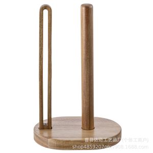 Wooden Paper Towel Holder Countertop Round Farmhouse Style Non Slip <b>Mat</b> Kitchen <b>Roll</b> Storage Rack - Product Image 3