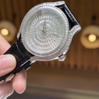 Montre mécanique de luxe en moissanite, boîtier en acier inoxydable, bracelet en cuir véritable, cadran saphir, disponible à la vente