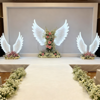 Accessoires de scène de mariage romantiques et élégants, lumières décoratives LED lumineuses en fer, ailes d'ange pour allée, décorations d'événements YN