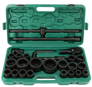 3/4 robuste 26 pièces ensemble d'outils à douille pistolet à course clé à douille hexagonale/12 côtés grand modèle pneumatique - Product Image 6