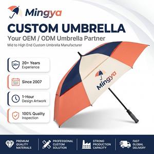 Parapluie droit surdimensionné à double couche, résistant au vent (75 mph), imperméable, avec armature en fibre de verre à 8 baleines, couleur personnalisée, logo au choix - Product Image 1