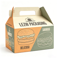 Emballage alimentaire personnalisé pour boulangerie, boîtes à emporter pour le déjeuner, boîtes en carton blanc imprimées, boîtes en papier personnalisées avec poignée