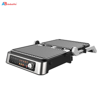 Anbolife NUEVA Parrilla de Contacto Digital con 10 Programas Diferentes, Revestimiento Antiadherente, Carcasa Fría al Tacto, Compatible con Fabricación OEM y ODM