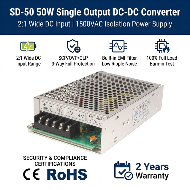 DC-DC Converter SD-50 DC 12V 24V to 30A 12VDC Power Supply 50W Single Output for Machine