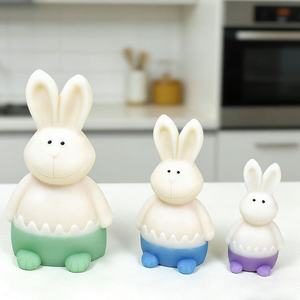 Moule en silicone Lapin <span class=keywords><strong>pour</strong></span> bougies d'aromathérapie, fabrication DIY de bougies parfumées, ornements en plâtre et savons parfumés animaux – Collection Pâques - Product Image 2