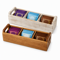 Porte-sachets de thé en bois naturel, organisateur de bureau multi-compartiments pour sachets de café, fournitures de bureau et rangement de table