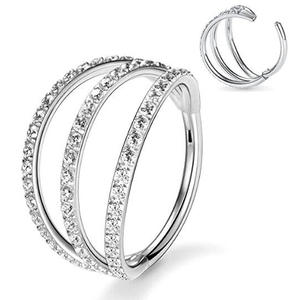 Anillo de Nariz de Acero de Titanio 316L con Tres Hileras de Circonitas, Pendientes de Septum, Chapado <span class=keywords><strong>en</strong></span> Oro, Joyería para Mujer, <span class=keywords><strong>Piercing</strong></span> para Bodas - Product Image 4