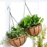 Panier suspendu en fibre de coco pour plantes, pot de fleurs décoratif en fer électroplaqué respirant pour fleurs artificielles – Vente directe usine