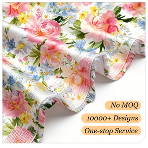 Tessuto in Raso di Cotone Elasticizzato Stampato Floreale Personalizzato 135gsm, <span class=keywords><strong>Materiale</strong></span> Morbido e Drappeggiante per Gonne e Camicette da Donna - Product Image 1