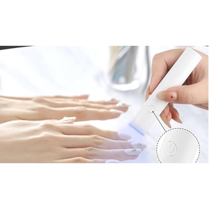 Lampe à ongles UV LED sans fil professionnelle, mini, en plastique blanc, alimentée par batterie avec prise USB, logo personnalisable pour séchage à domicile - Product Image 2