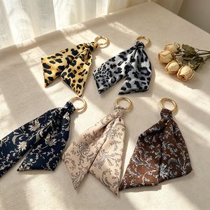 Floral Satin Scarf Keychain with Vintage <b>Key</b> Charm, Wristlet <b>Key</b> <b>Ring</b> for Women’s <b>Bags</b> & Book Lovers - Product Image 6