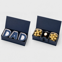 Boîte cadeau bleu marine ouverte avec compartiments intérieurs divisés pour présentation en magasin, emballage en gros et marques de fournitures personnalisées