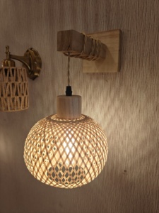 Ferme rustique écologique <span class=keywords><strong>corde</strong></span> de chanvre intérieur <span class=keywords><strong>applique</strong></span> murale artisanale Jute rotin <span class=keywords><strong>applique</strong></span> murale lumière pour intérieurs Boho - Product Image 4