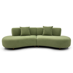 Juego de tela crema personalizable Moon estilo curvo para sala de estar tienda área de descanso esponja de acero inoxidable fuente directa de fábrica - Product Image 1