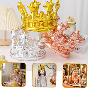 Diadema Láser Oro Rosa y Plata en Oferta, Globos de Príncipe, Princesa, Rey, Bebé, Feliz Cumpleaños, Corona de Globos para Decoración de Fiestas - Product Image 5