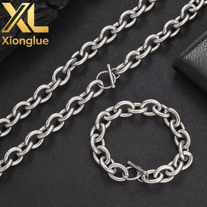 12MM Stainless Steel Oval Link Chain <b>Toggle</b> Necklace 18K Gold Plated Chunky Chain Link Necklace for Men - Product Image 4