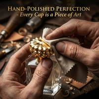 Tapa de Perfume de Metal Zamac con Textura Dorada Fundida, Escultura 3D de Forma Libre, Revestimiento Líquido PP Anti-Fugas, Fabricación por Contrato, OEM Personalizado