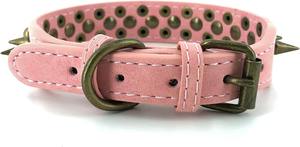 Nuevo diseño, Collar de perro de estilo Punk, remache de punta de bronce duradero, Material antimordedura de aleación de cuero, patrón sólido, correas para mascotas, collares - Product Image 6