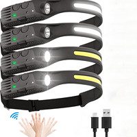 Sports de plein air Camping course randonnée capteur étanche COB phare Silicone Led Rechargeable lampe frontale
