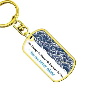 Ywganggu thép không gỉ tùy chỉnh Keychain cho chính mình cá nhân thả keo vàng mô hình sóng kim loại móc chìa khóa