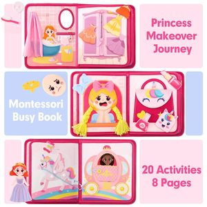 หนังสือกิจกรรมเจ้าหญิงน้อยมอนเตสซอรี่สำหรับเด็กผู้หญิง 8 หน้า ชุดแต่งตัวและแต่งหน้า หนังสือเงียบๆ ของเล่นผ้าสักหลาดเสริมพัฒนาการ - Product Image 2