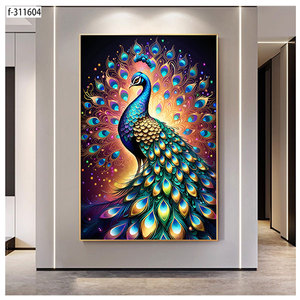 Peinture <span class=keywords><strong>sur</strong></span> <span class=keywords><strong>porcelaine</strong></span> encadrée de luxe avec cristaux, art mural animalier haute résolution, imperméable, décoration moderne pour salon - Product Image 3